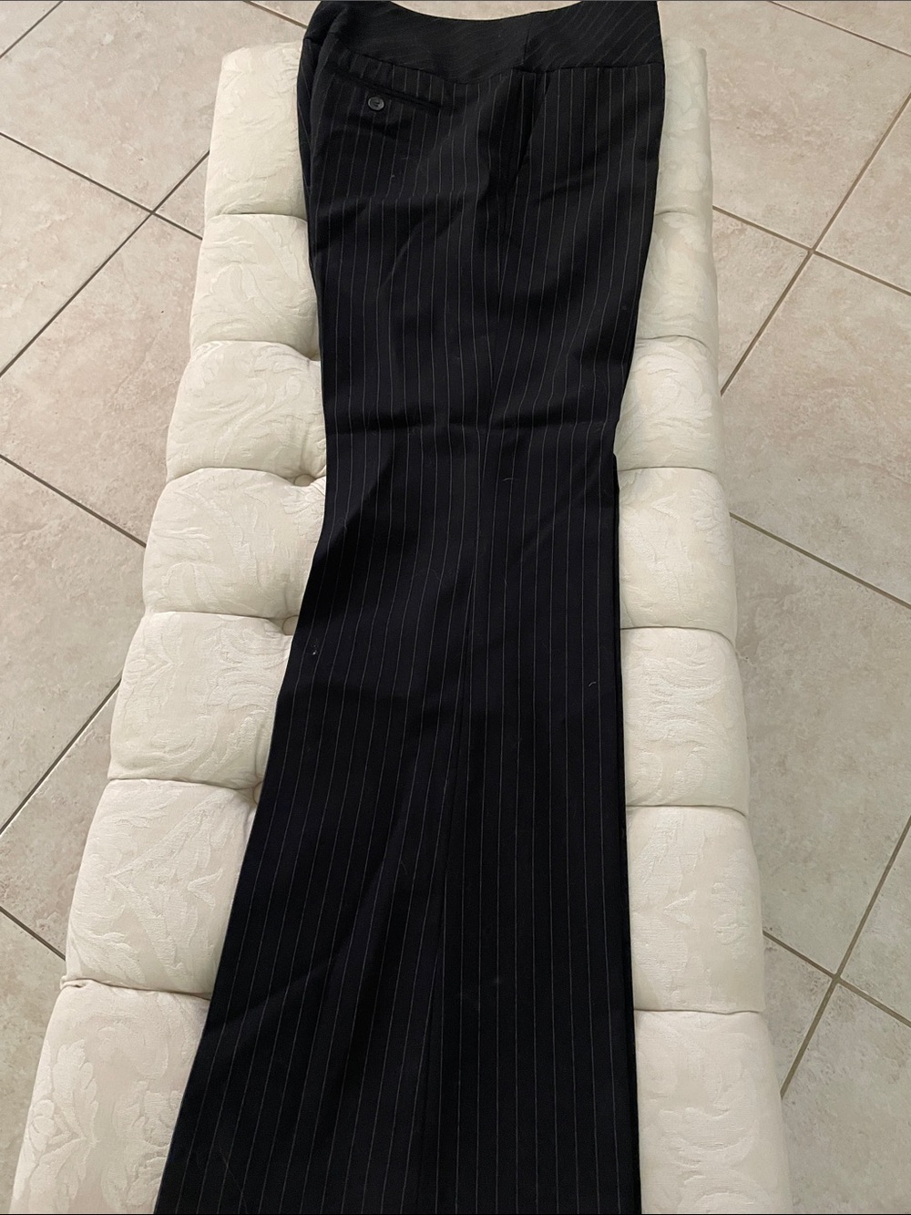 DKNYC Black Pinstripe Wide-Leg Trousers